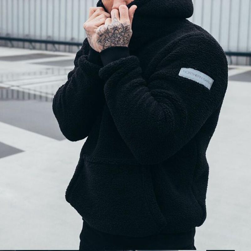 Mens Fleece Hoodie Warm with Front Pockets