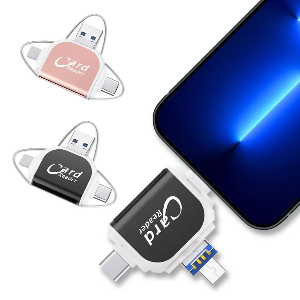 Universal 4-in-1 Memory Card Reader Compact Portable - BritishMode