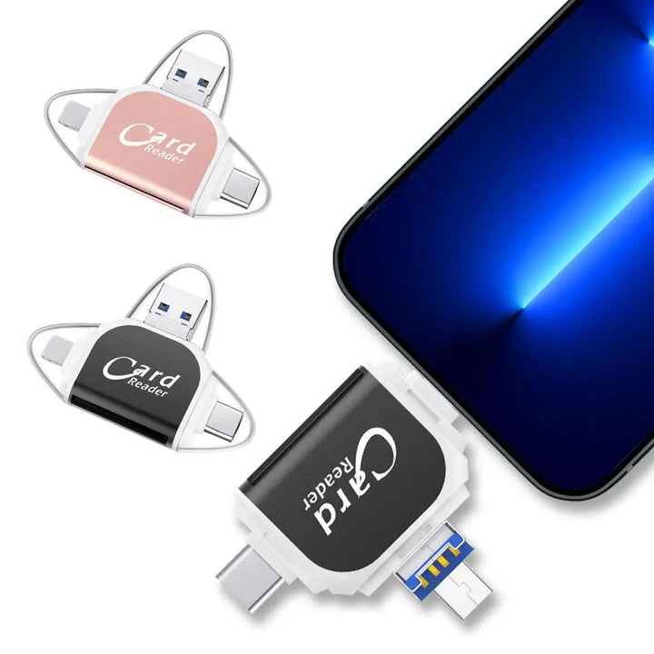 Universal 4-in-1 Memory Card Reader Compact Portable - BritishMode