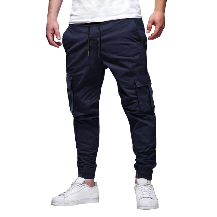 Mens Cargo Trousers Cotton Stretch Slim Fit