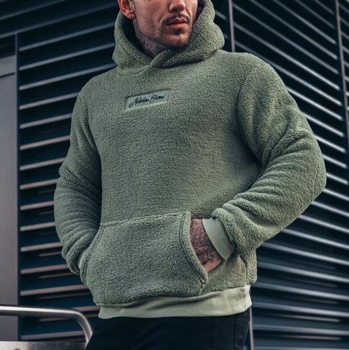 Mens Fleece Hoodie Warm with Front Pockets