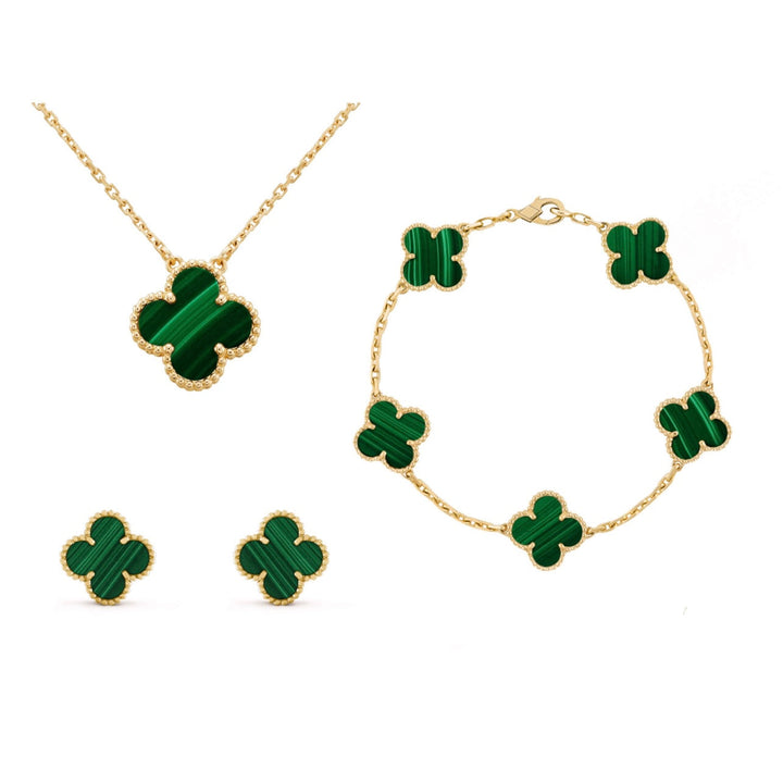 Womens Jewelry Set with Clover Pendant Gift Ready