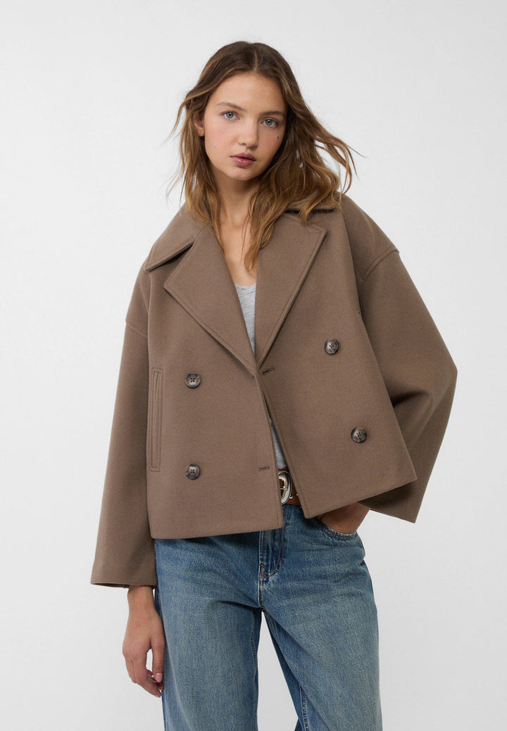 Womens Cropped Jacket Double Breasted Tailored Fit
