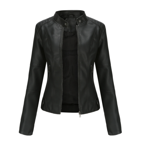 Womens Biker Jacket Fitted Leather Style - BritishMode
