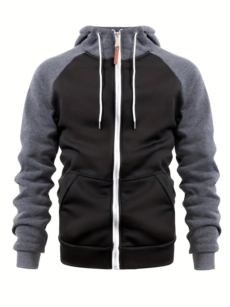 Mens Casual Full-Zip Hoodie Cotton Relaxed Fit