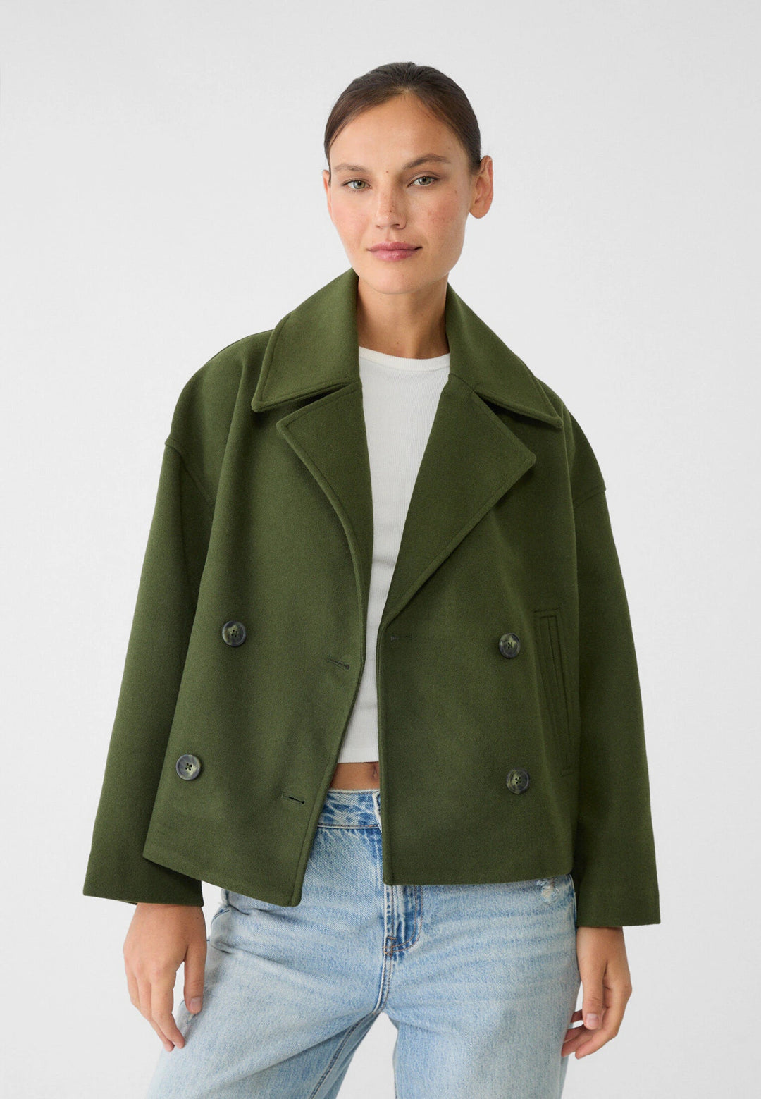 Womens Cropped Jacket Double Breasted Tailored Fit