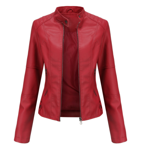 Womens Biker Jacket Fitted Leather Style