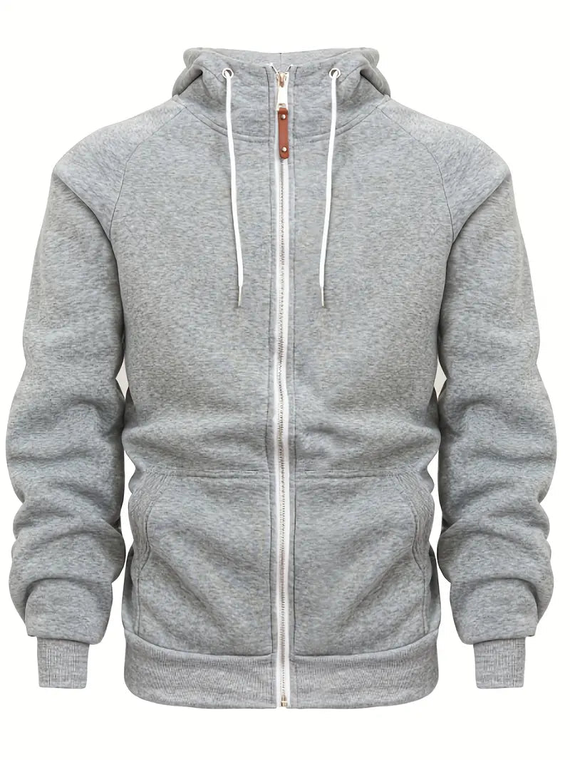 Mens Casual Full-Zip Hoodie Cotton Relaxed Fit