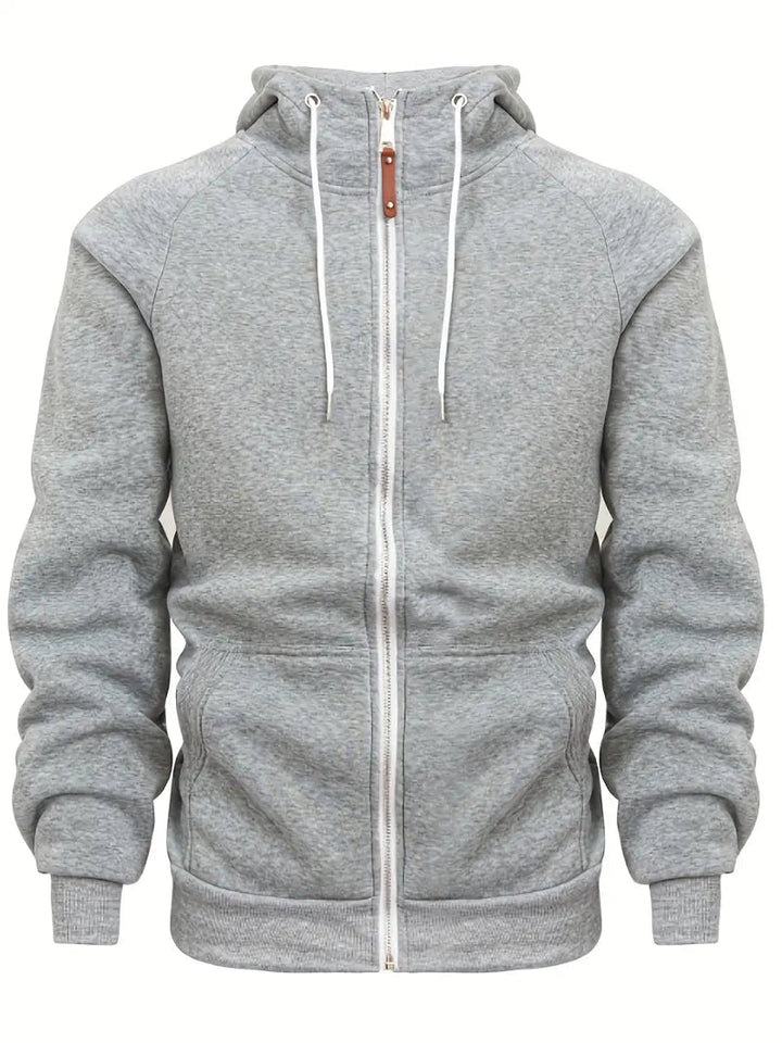 Mens Casual Full-Zip Hoodie Cotton Relaxed Fit