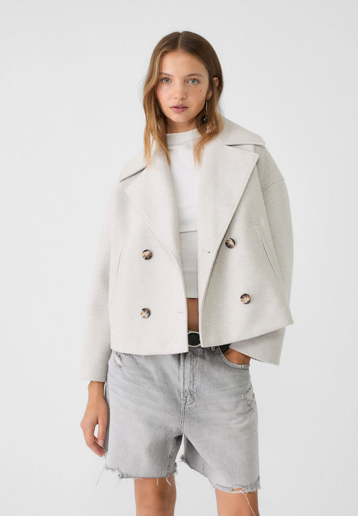 Womens Cropped Jacket Double Breasted Tailored Fit - BritishMode