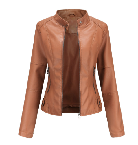 Womens Biker Jacket Fitted Leather Style