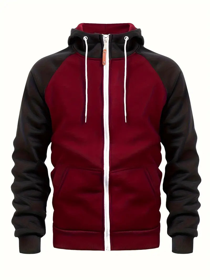 Mens Casual Full-Zip Hoodie Cotton Relaxed Fit