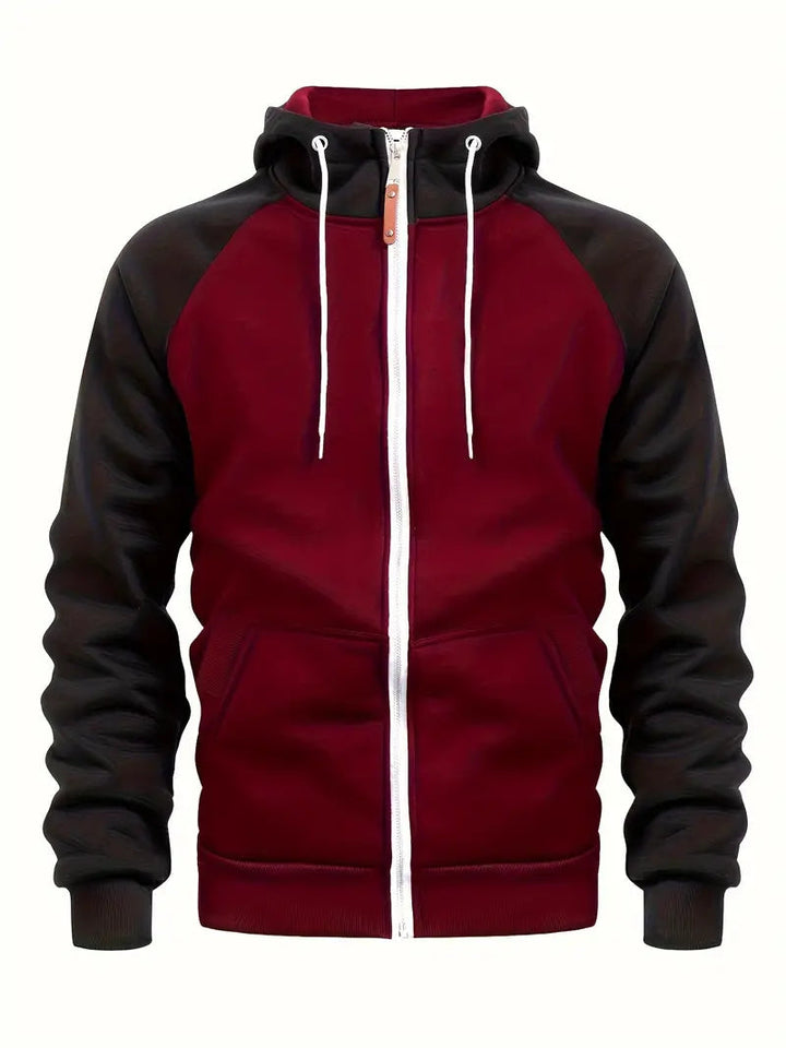 Mens Casual Full-Zip Hoodie Cotton Relaxed Fit