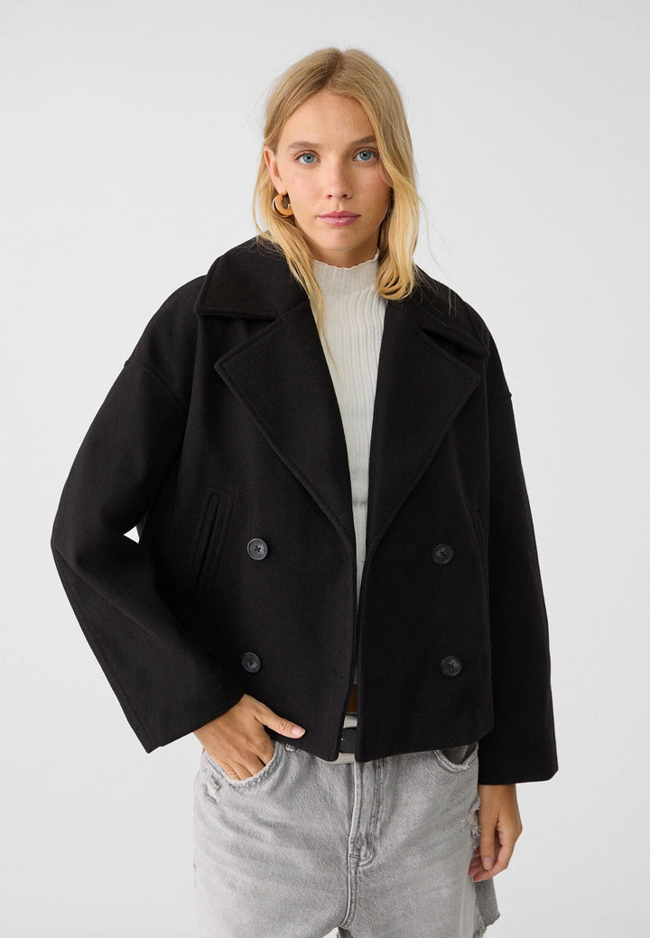 Womens Cropped Jacket Double Breasted Tailored Fit