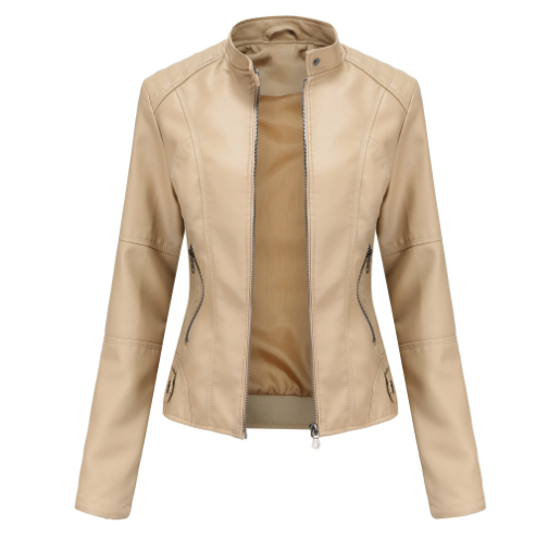 Womens Biker Jacket Fitted Leather Style