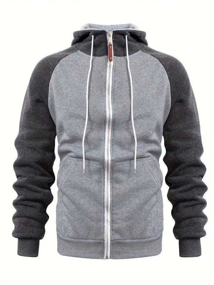 Mens Casual Full-Zip Hoodie Cotton Relaxed Fit