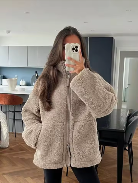 Womens Fleece Jacket Cozy Warm Zipper Front