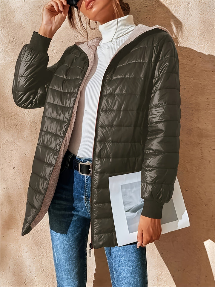 Womens Quilted Jacket Comfortable Insulated Warm Fit - BritishMode