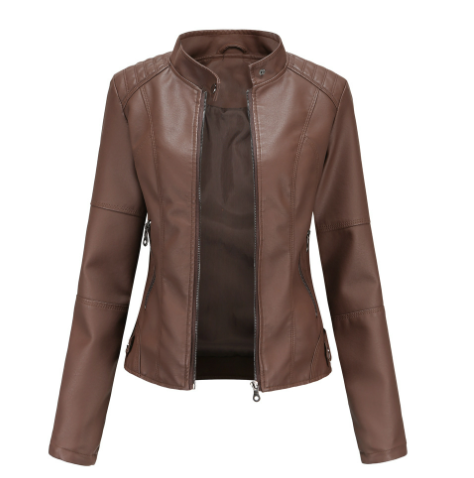 Womens Biker Jacket Fitted Leather Style