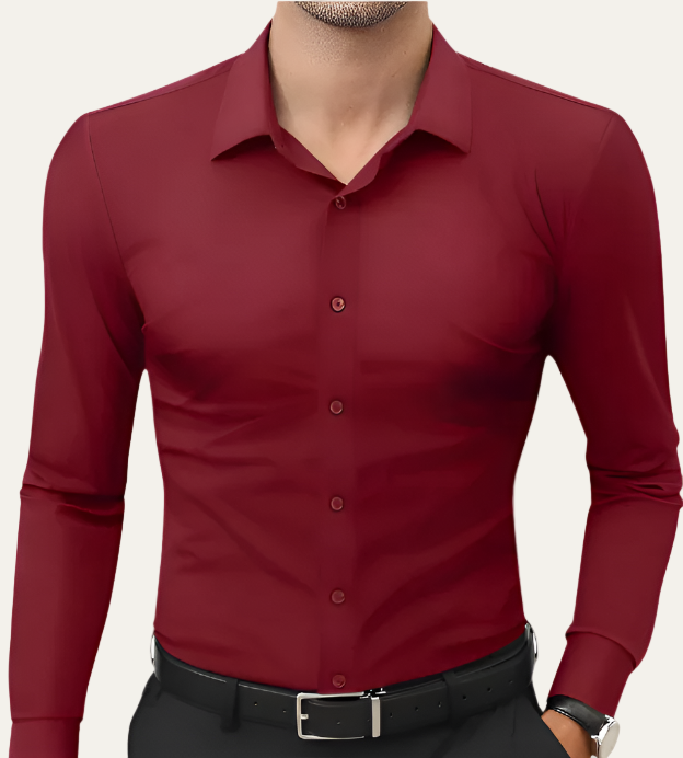 Mens Dress Shirt Stretch Tailored Fit Button Front