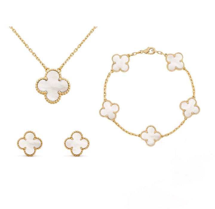 Womens Jewelry Set with Clover Pendant Gift Ready