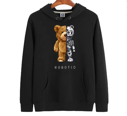 Unisex Hoodie Sweatshirt with Teddy Print - BritishMode