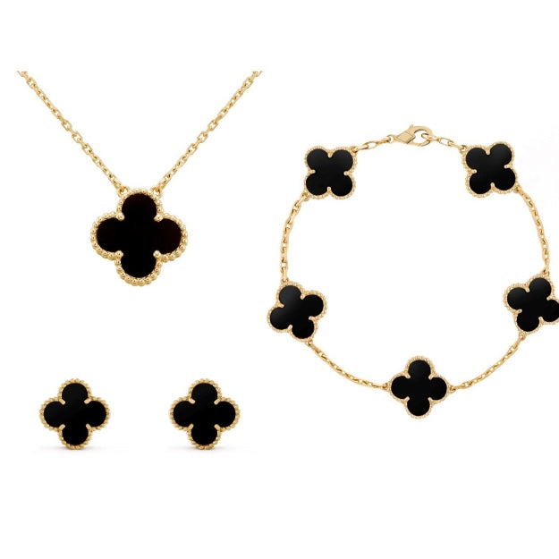 Womens Jewelry Set with Clover Pendant Gift Ready