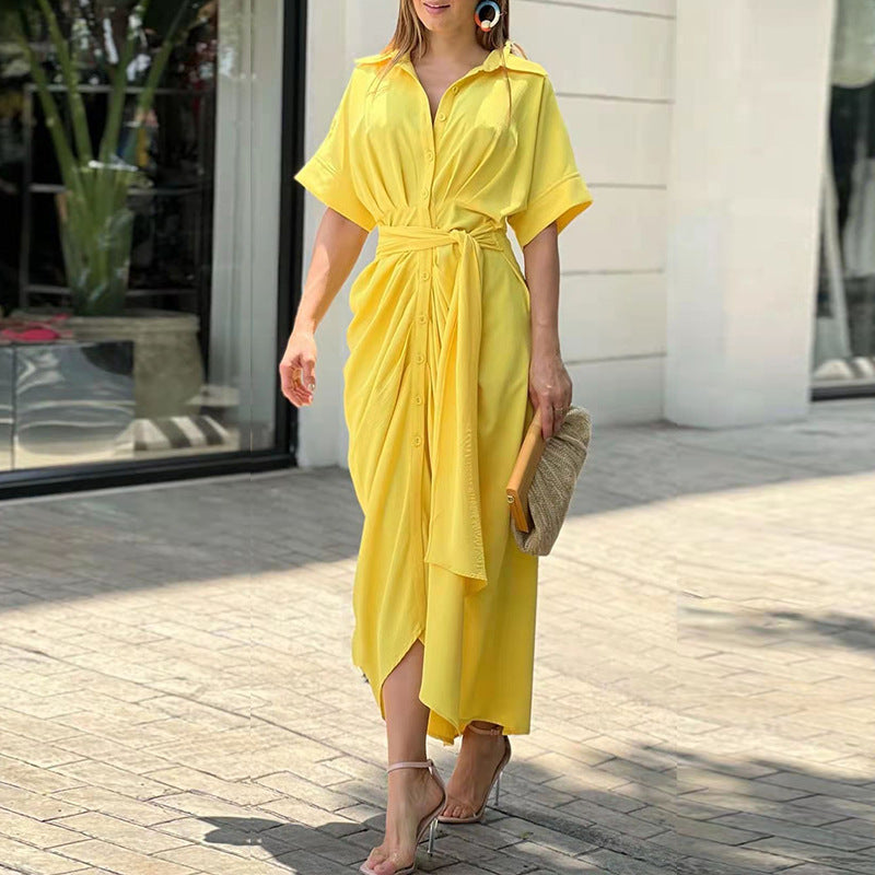 Womens Lightweight Draped Dress Relaxed Fit