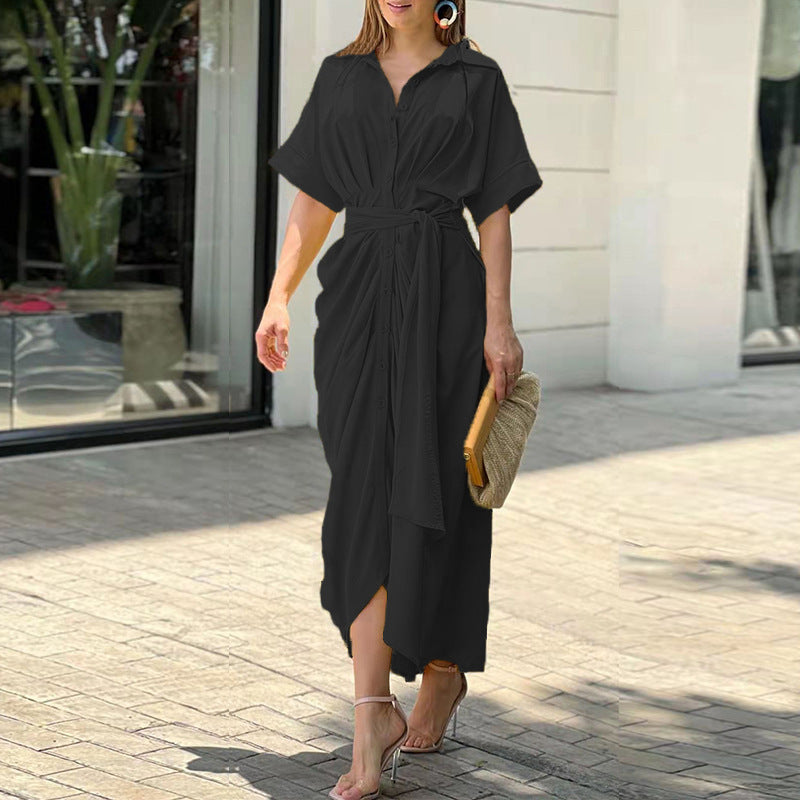 Womens Lightweight Draped Dress Relaxed Fit