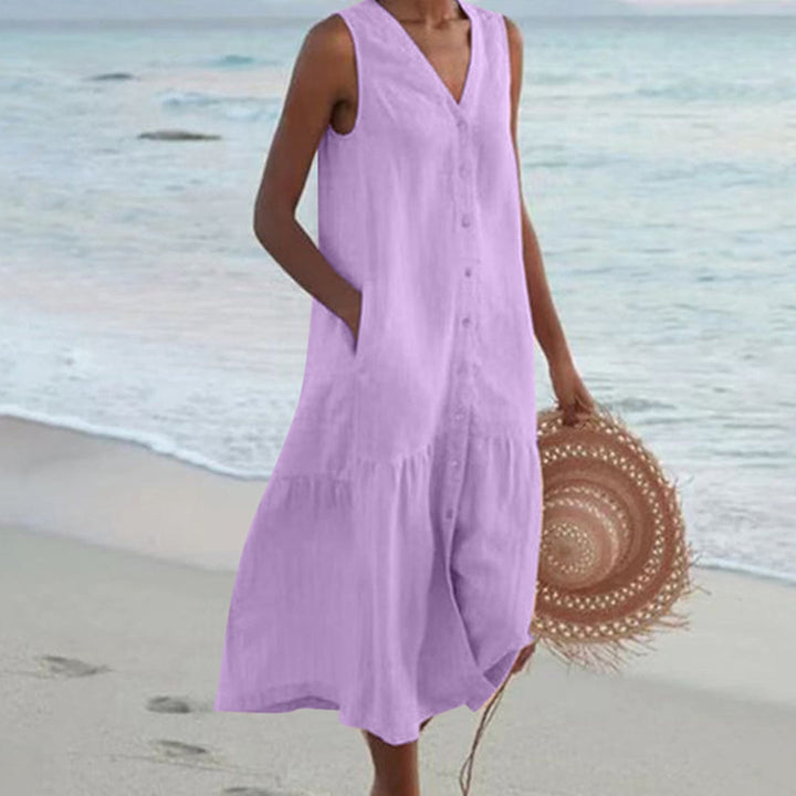 Womens Midi Dress with Cap Sleeves Chic Style