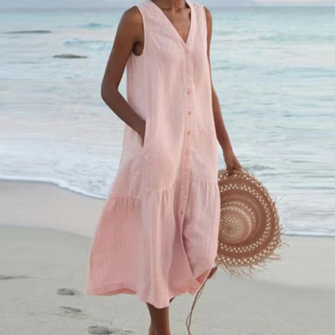 Womens Midi Dress with Cap Sleeves Chic Style