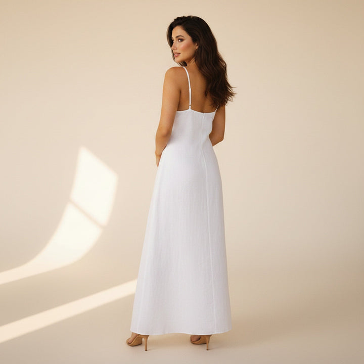 Womens Linen Maxi Dress Relaxed Fit