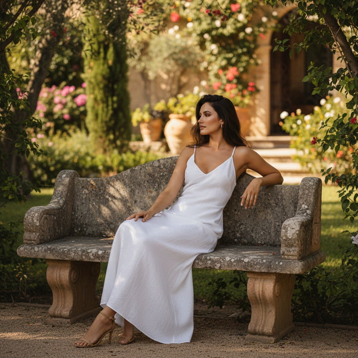 Womens Linen Maxi Dress Relaxed Fit