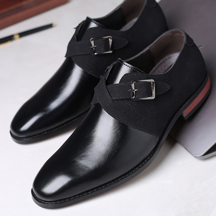Mens Derby Dress Shoes Leather Slip-On Cushioned Comfort