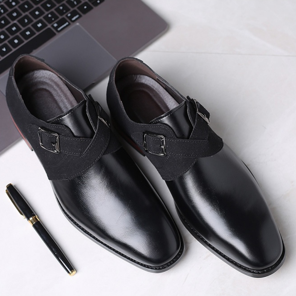 Mens Derby Dress Shoes Leather Slip-On Cushioned Comfort