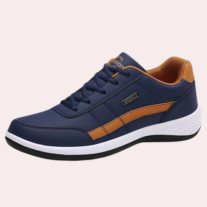 Mens Leather Trainers Lace-Up Non-Slip - BritishMode