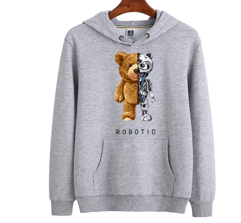 Unisex Hoodie Sweatshirt with Teddy Print