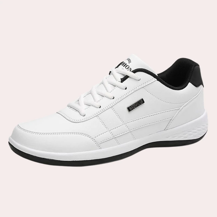 Mens Leather Trainers Lace-Up Non-Slip