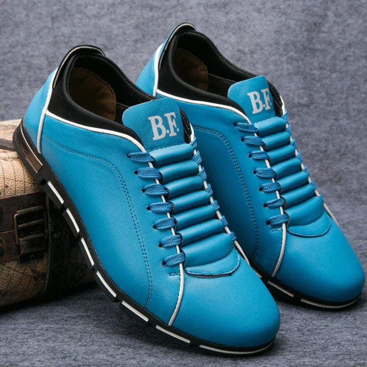 Mens Classic Leather Trainers Solid Design