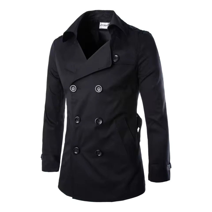 Mens Double-Breasted Coat Cotton Tailored Fit