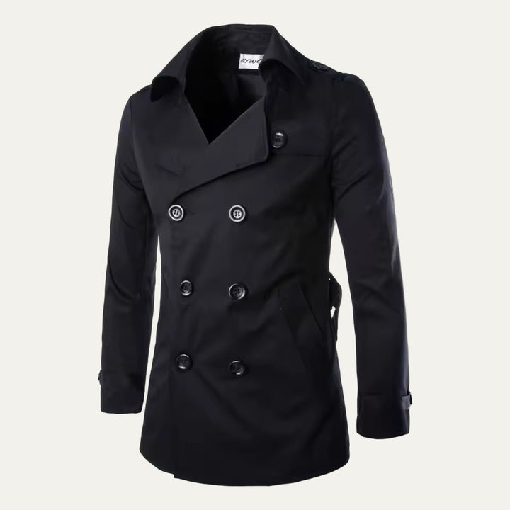 Mens Trench Coat Double Breasted Short Fit with Epaulets