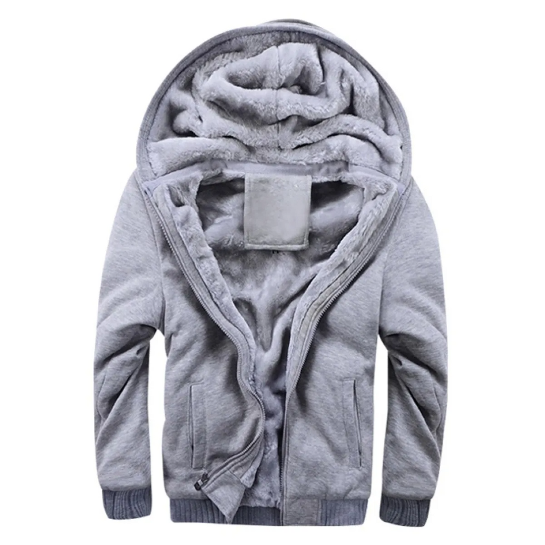 Mens Hooded Jacket Thick Fleece Comfortable Fit