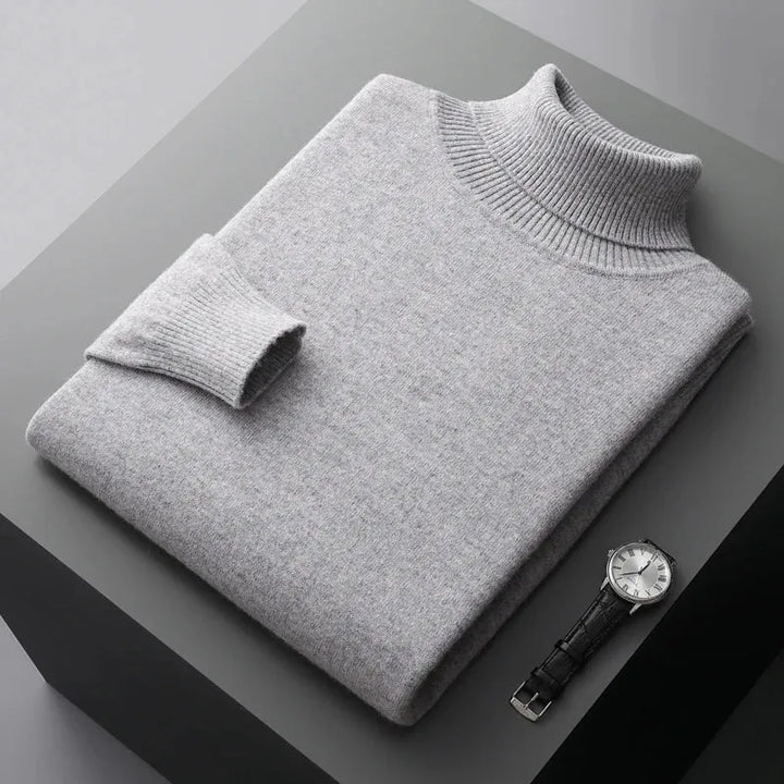 Mens Ribbed Turtleneck Knit Sweater Slim Fit