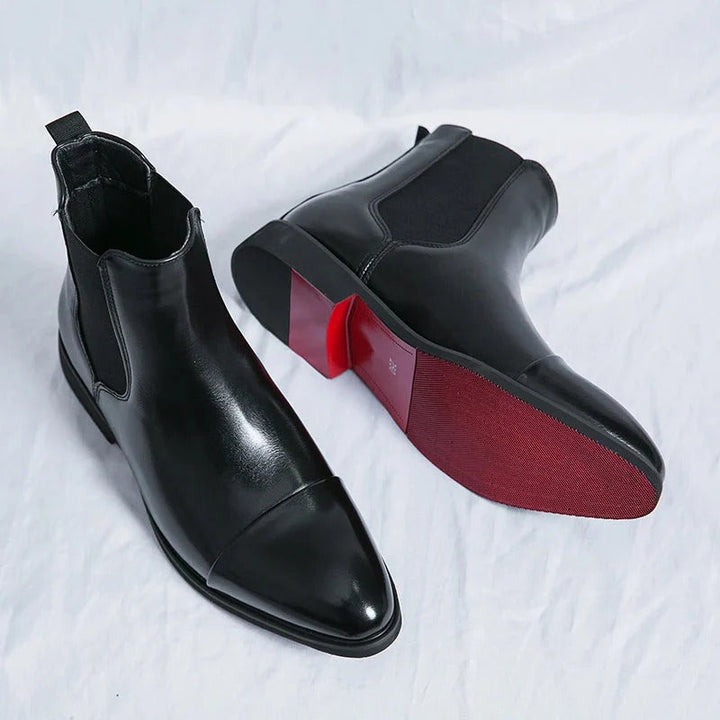 Mens Chelsea Boots Shiny PU Leather Slip-On - BritishMode