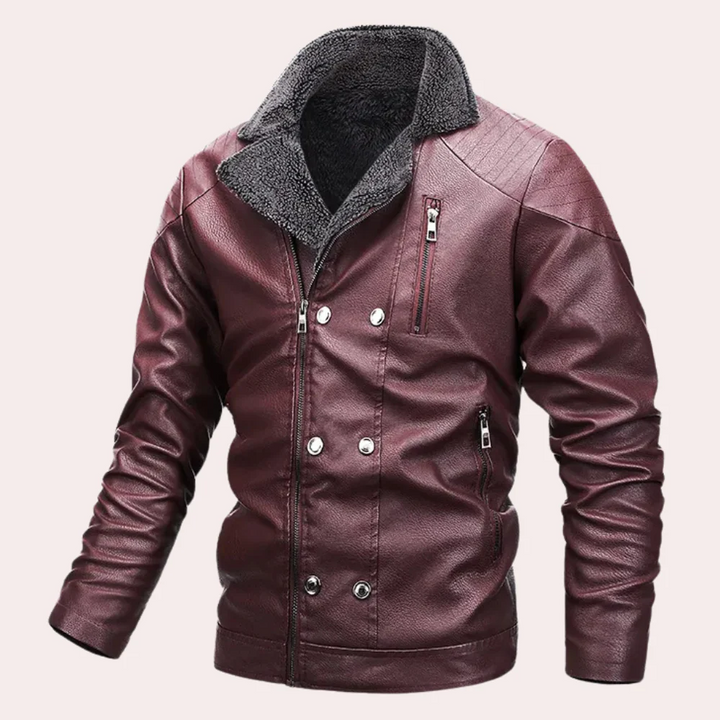 Womens Faux Leather Jacket Shearling Lined Relaxed Fit