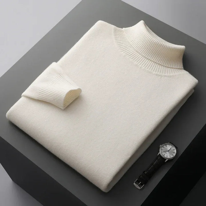 Mens Ribbed Turtleneck Knit Sweater Slim Fit