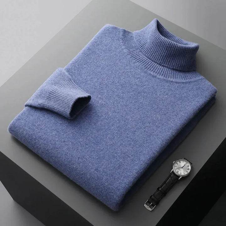 Mens Ribbed Turtleneck Knit Sweater Slim Fit