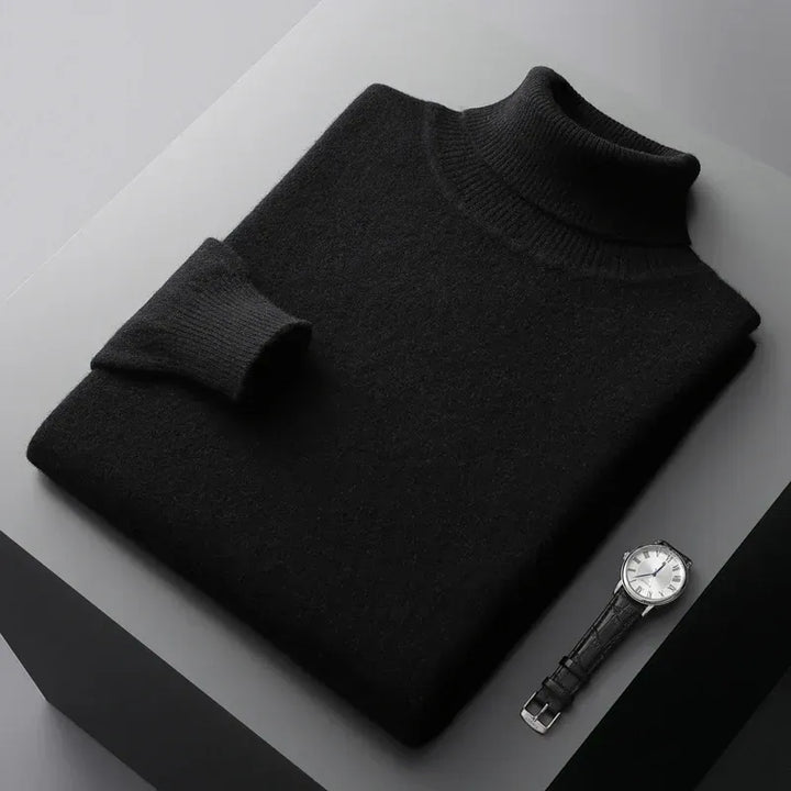 Mens Ribbed Turtleneck Knit Sweater Slim Fit