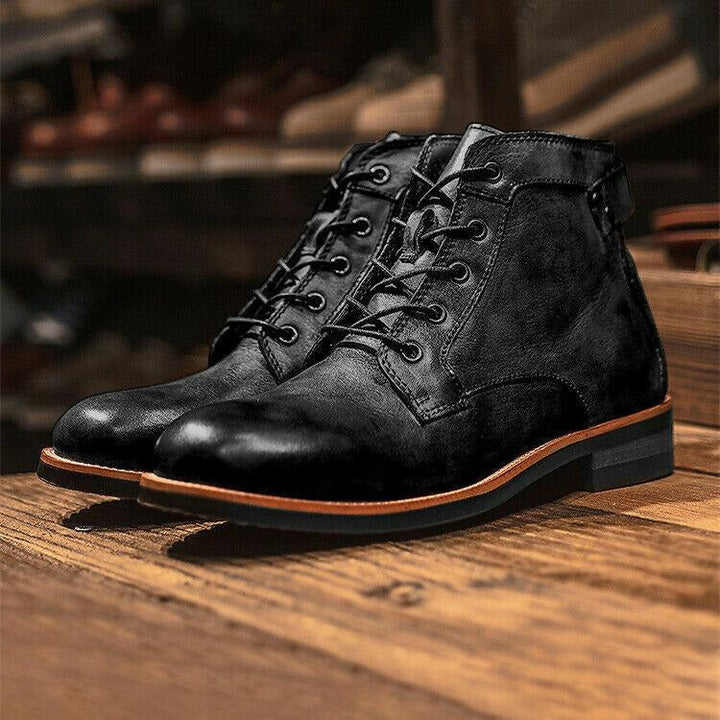 Mens Ankle Boots PU Leather Vintage Style - BritishMode