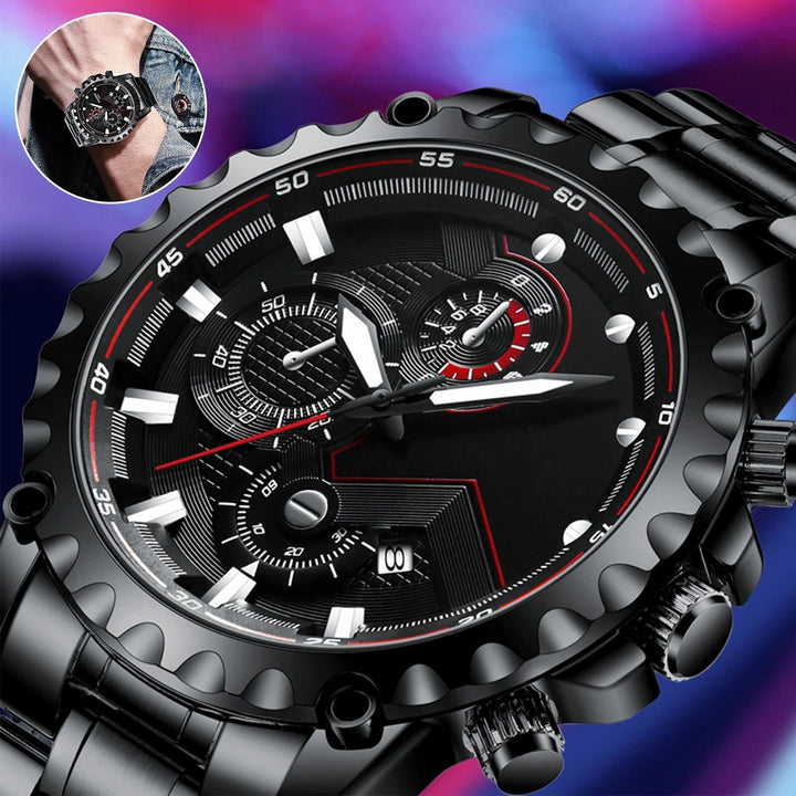 Mens Stainless Steel Chronograph Watch Waterproof Sport Style